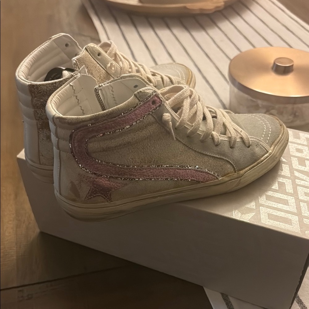High-Top Sneakers with Pink Accents